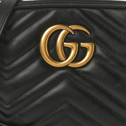 Gucci Calfskin Matelasse Small GG Marmont Chain Shoulder Bag Black 8 of 10