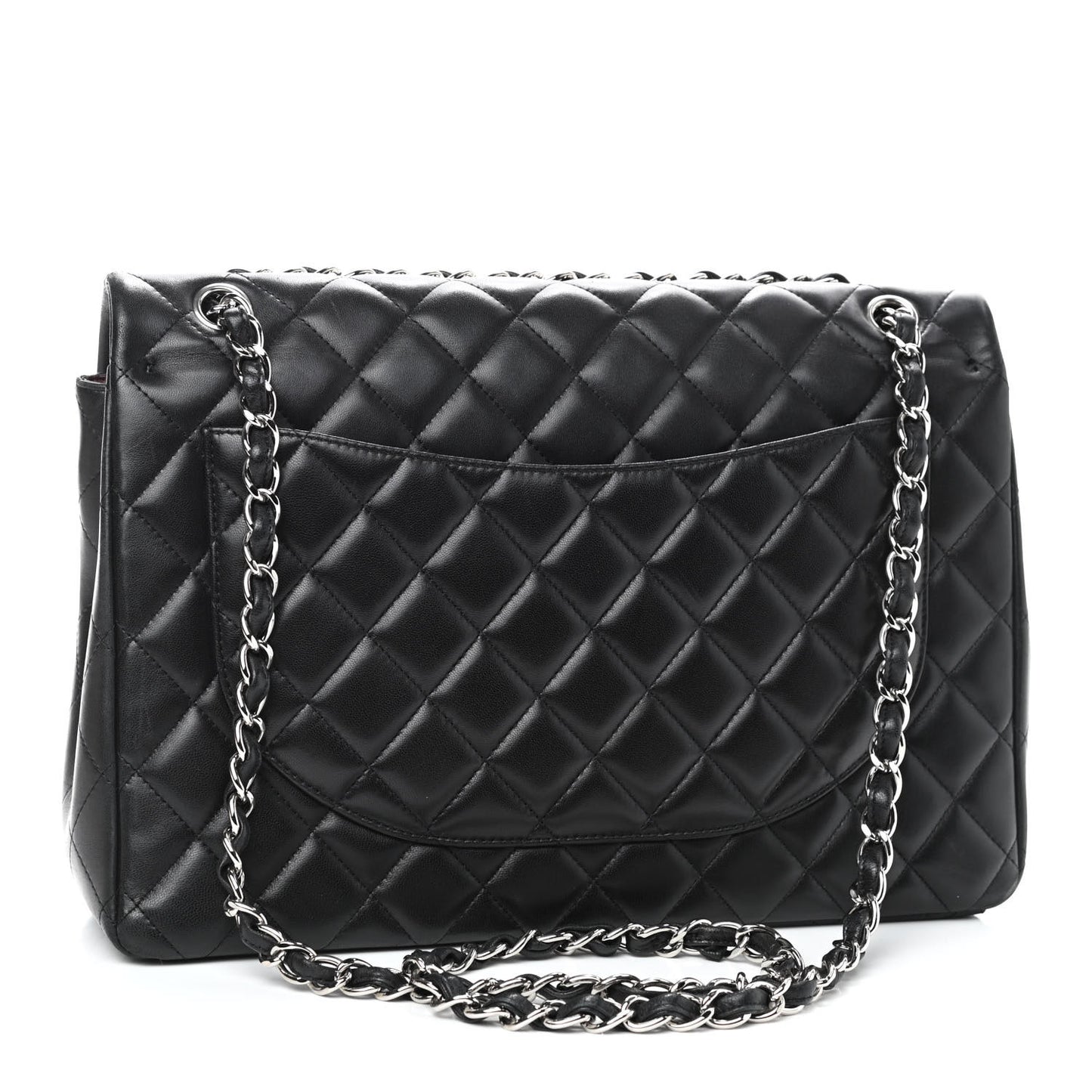 Lambskin Quilted Maxi Double Flap Black