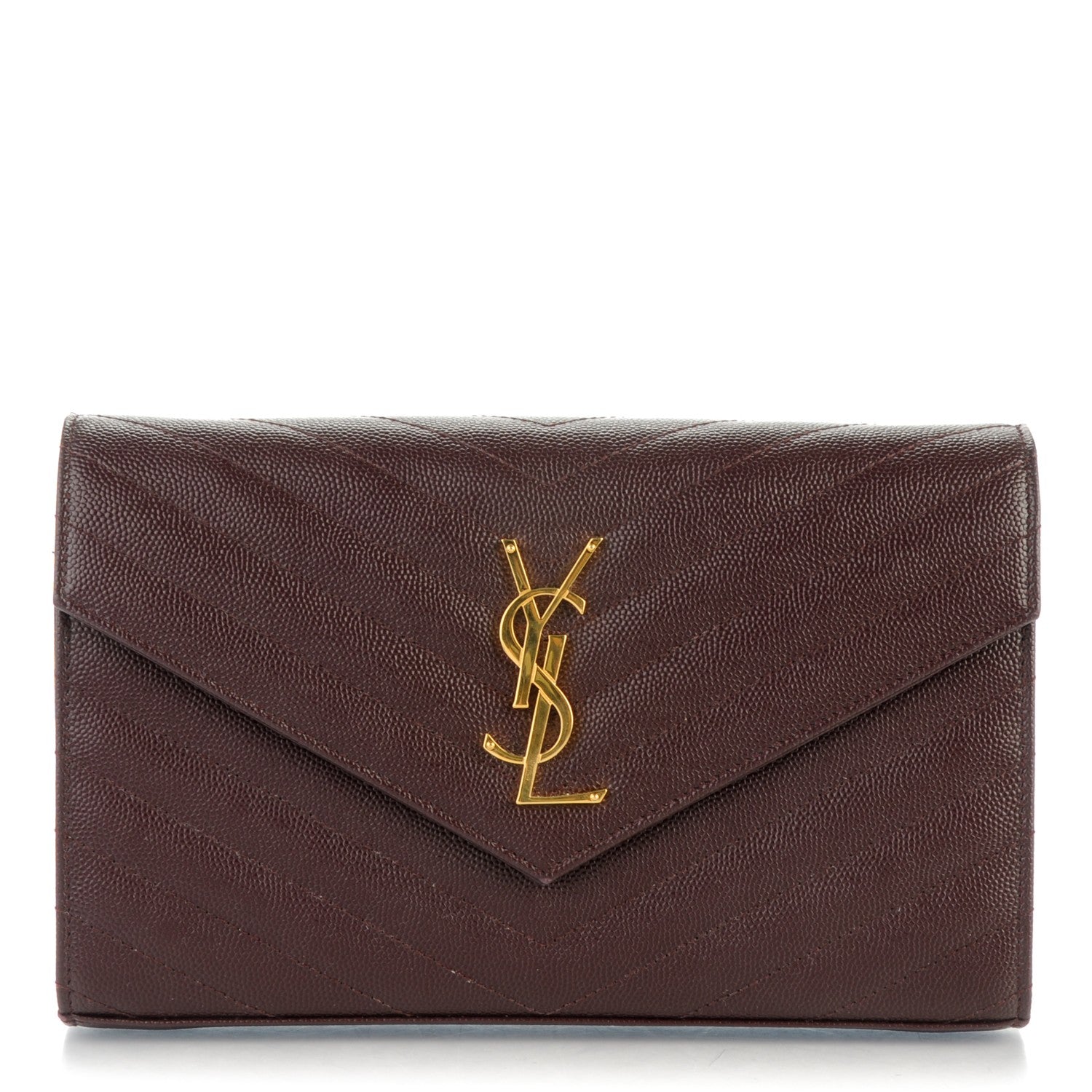 Saint Laurent Grain De Poudre Matelasse Chevron Monogram Chain Wallet Amaranto 1 of 8