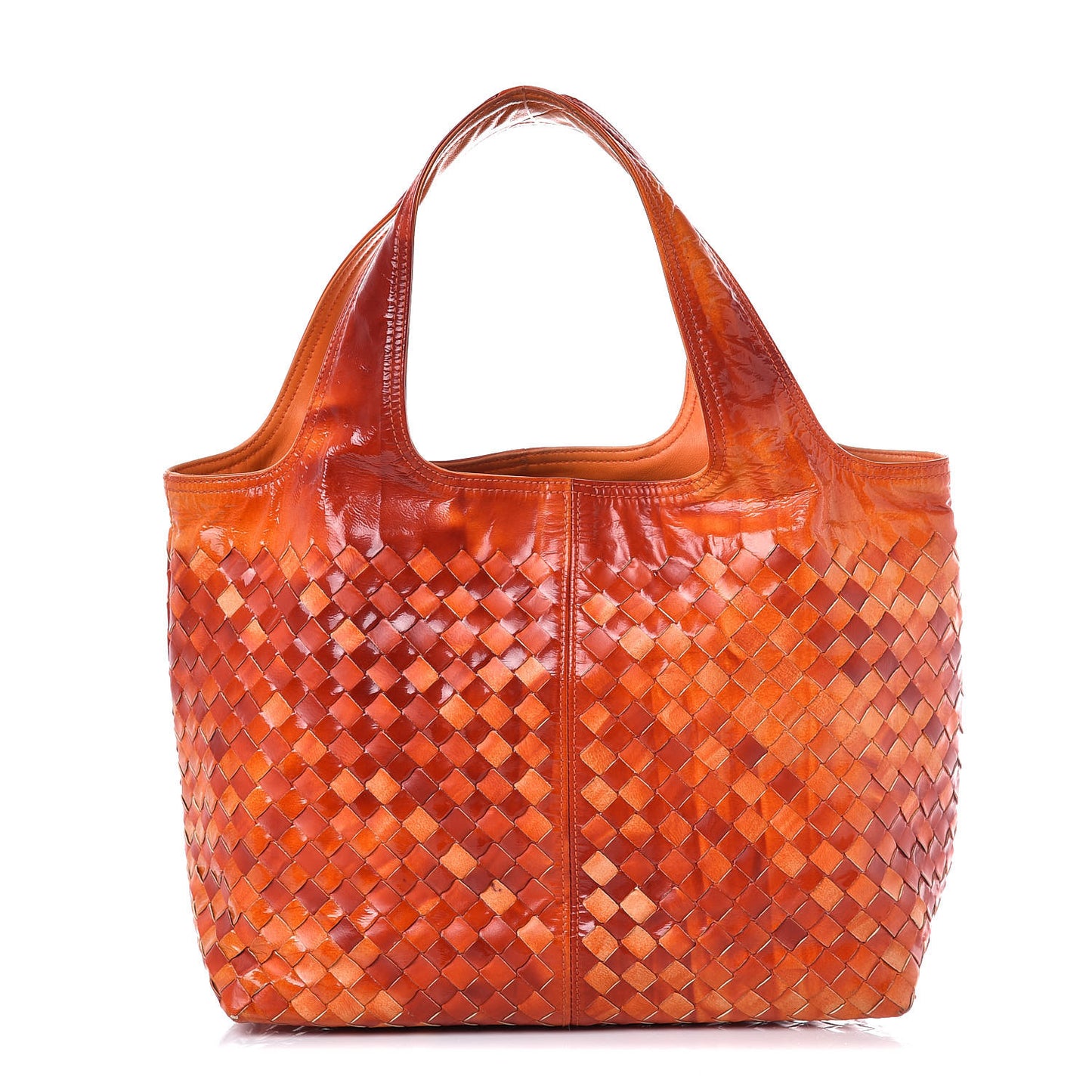 Patent Nappa Intrecciato Tote Orange