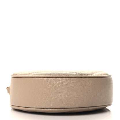 Saint Laurent Grain De Poudre Matelasse Chevron Quilted Round Vinyle Camera Bag Dark Beige 4 of 11