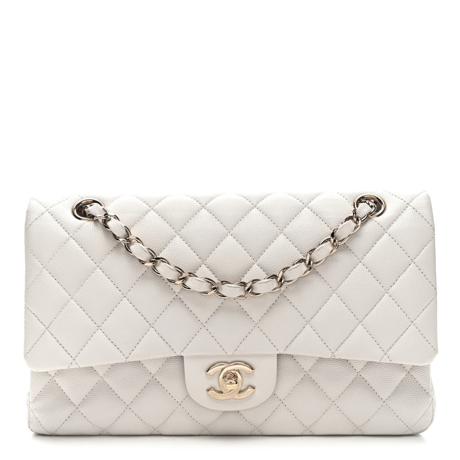 Chanel Caviar Quilted Medium Double Flap White 1 of 9