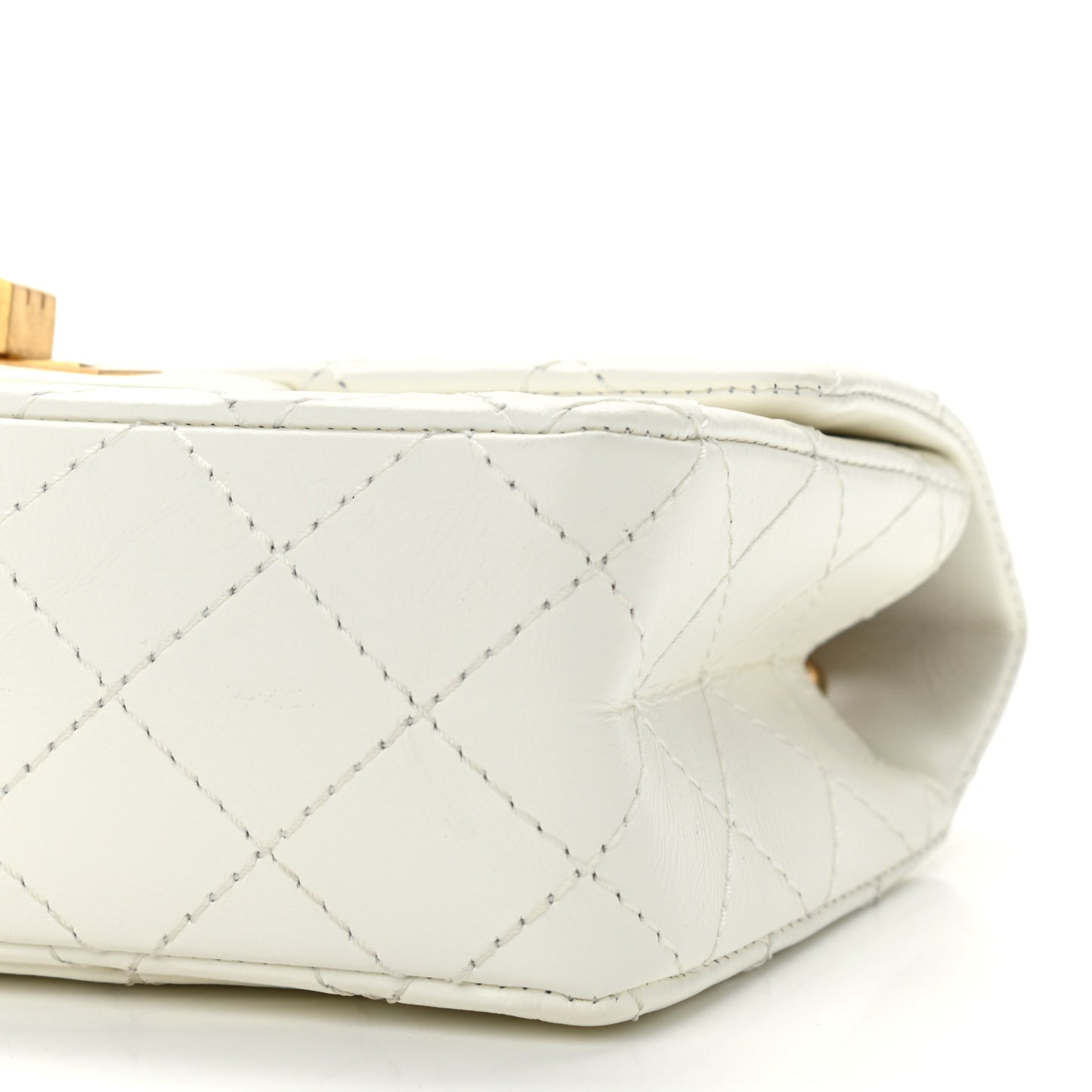 Aged Calfskin Quilted 2.55 Reissue Mini Flap White