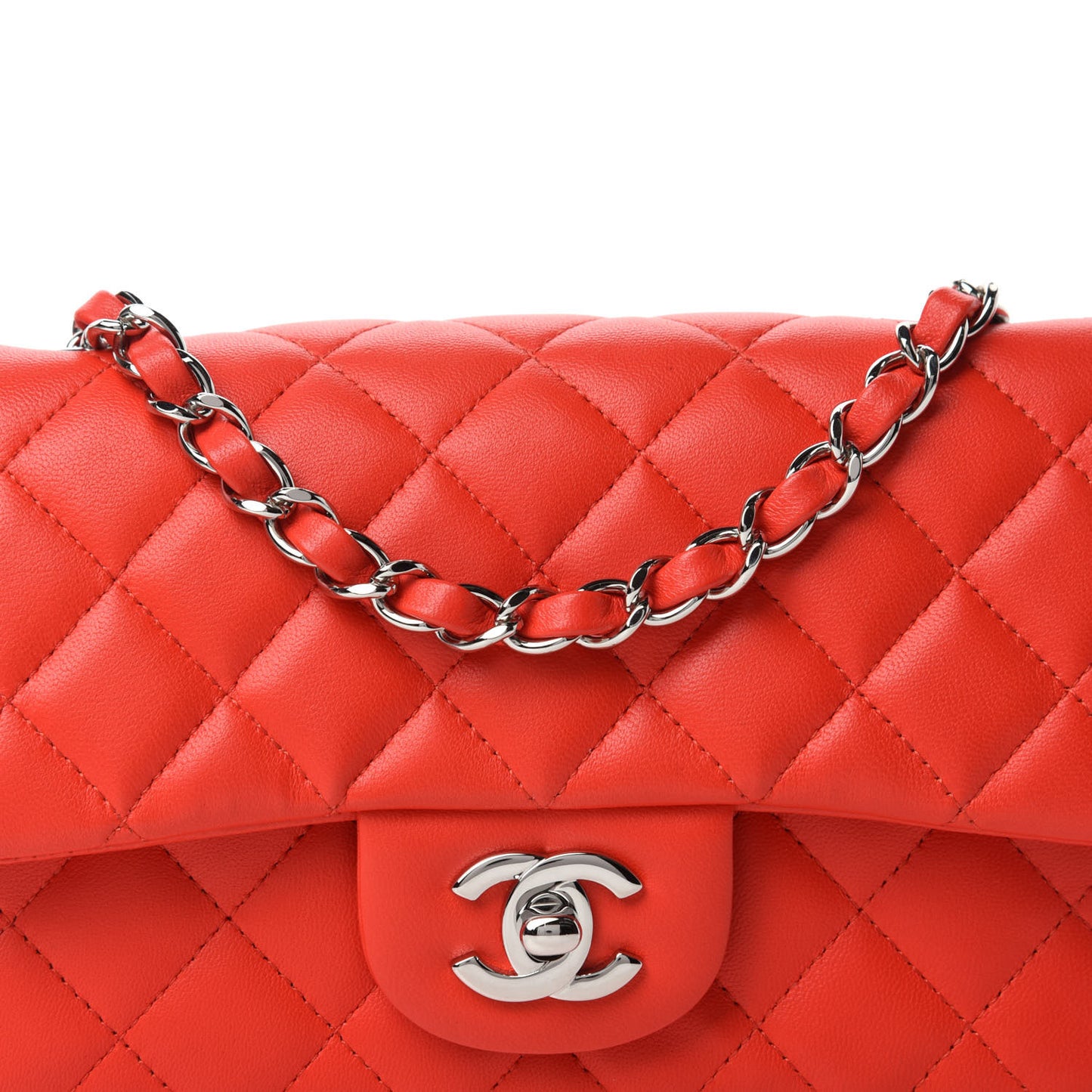 Lambskin Quilted Mini Rectangular Flap Red