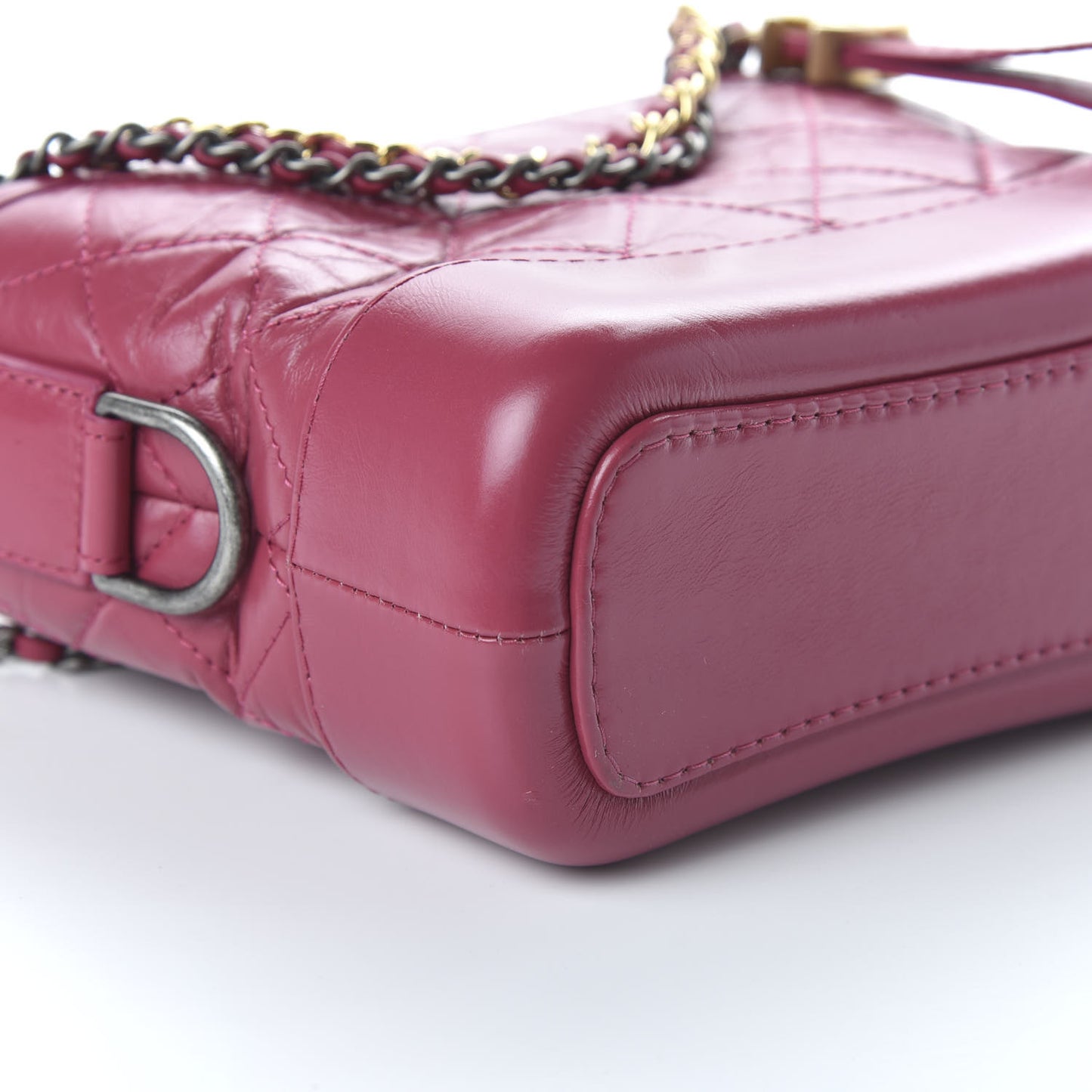 Aged Calfskin Quilted Small Gabrielle Hobo Dark Pink