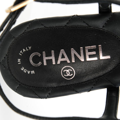Chanel Calfskin Paris Dallas Quilted Star CC Thong Sandals Black 37.5 7 of 8