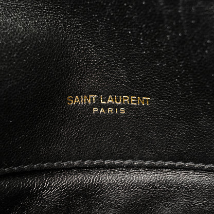 Saint Laurent Calfskin Crocodile Embossed Gaby Satchel Black 7 of 11