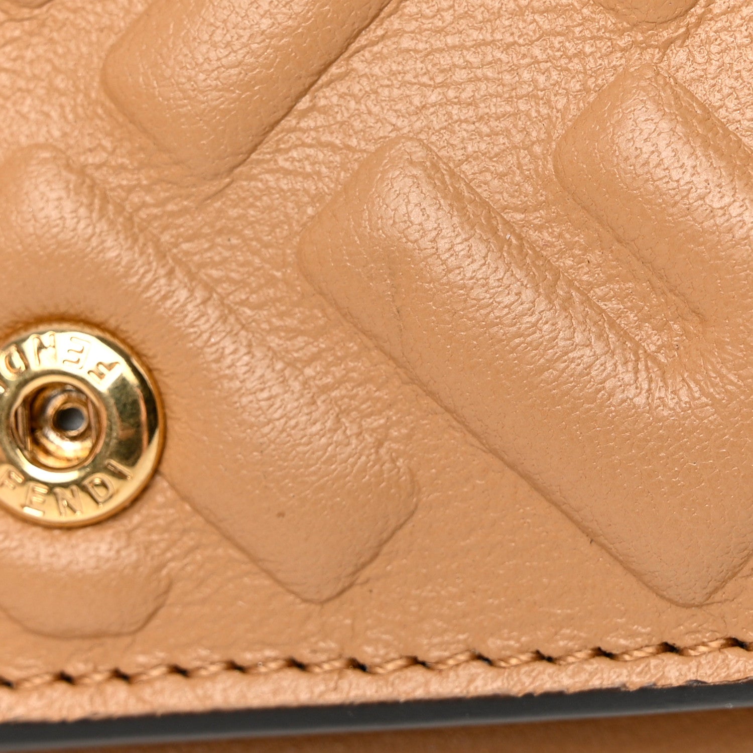 Fendi Nappa Matisse FF Diagonal Embossed Micro Tri-Fold Wallet Miele Scuro 9 of 16