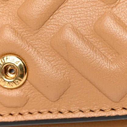 Fendi Nappa Matisse FF Diagonal Embossed Micro Tri-Fold Wallet Miele Scuro 9 of 16