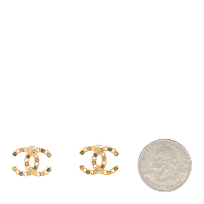 Chanel Crystal CC Chain Earrings Gold Black 2 of 6