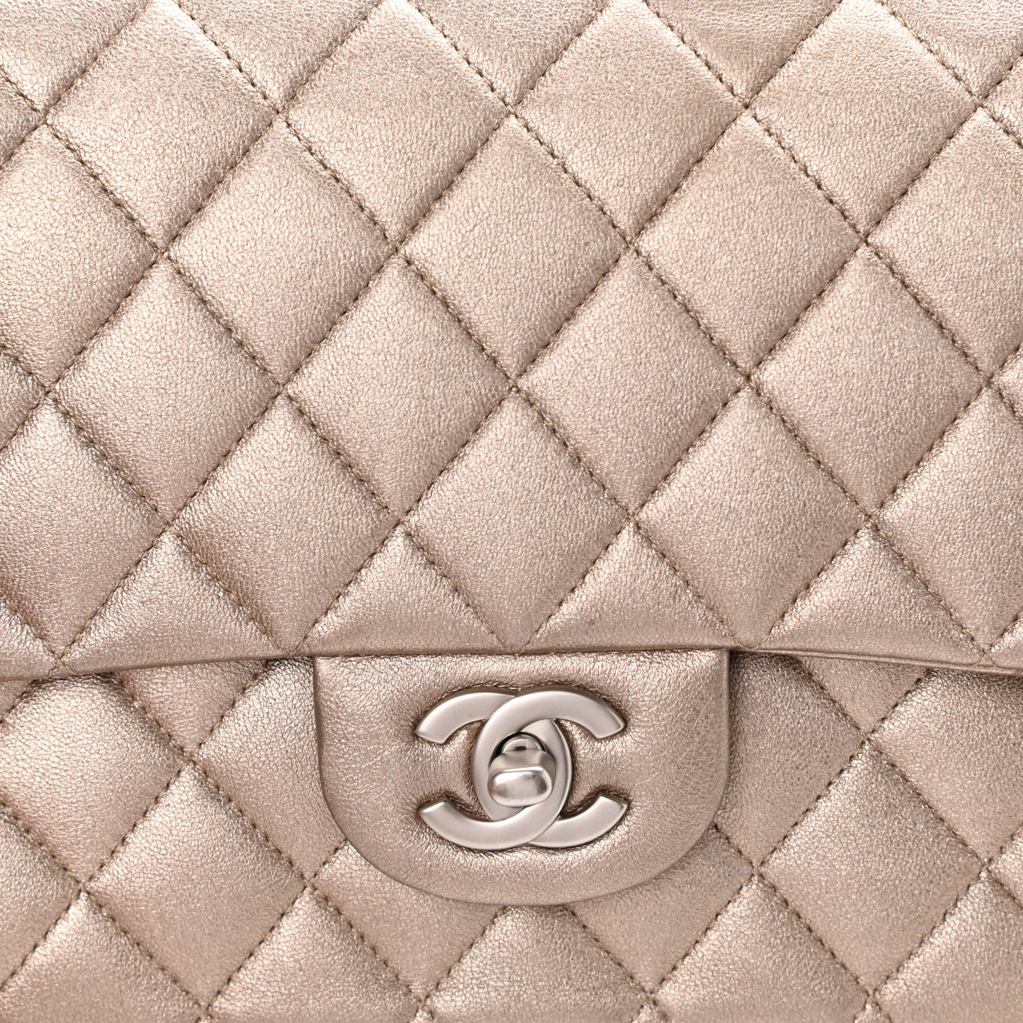 Metallic Lambskin Quilted Medium Double Flap Pink