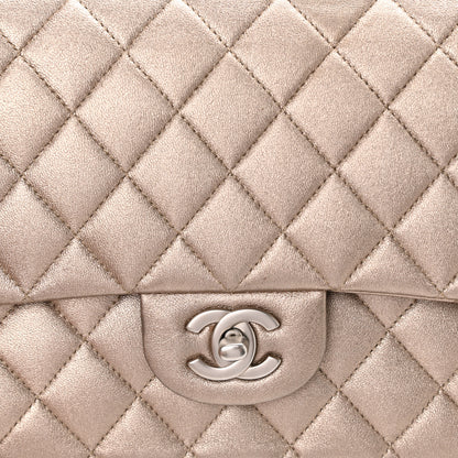 Chanel Metallic Lambskin Quilted Medium Double Flap Pink 8 of 10