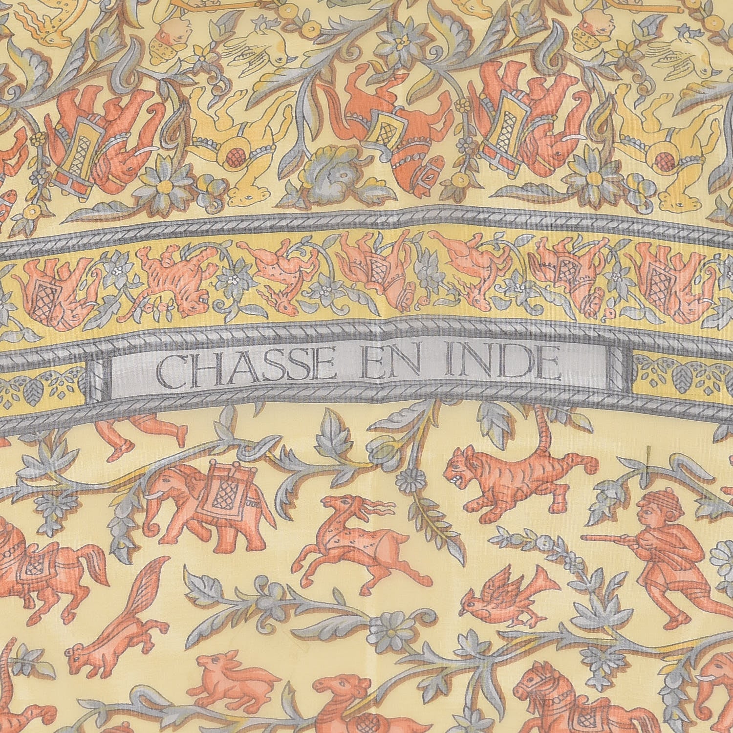 Hermes Cashmere Silk Chasse En Inde Shawl 140 5 of 9