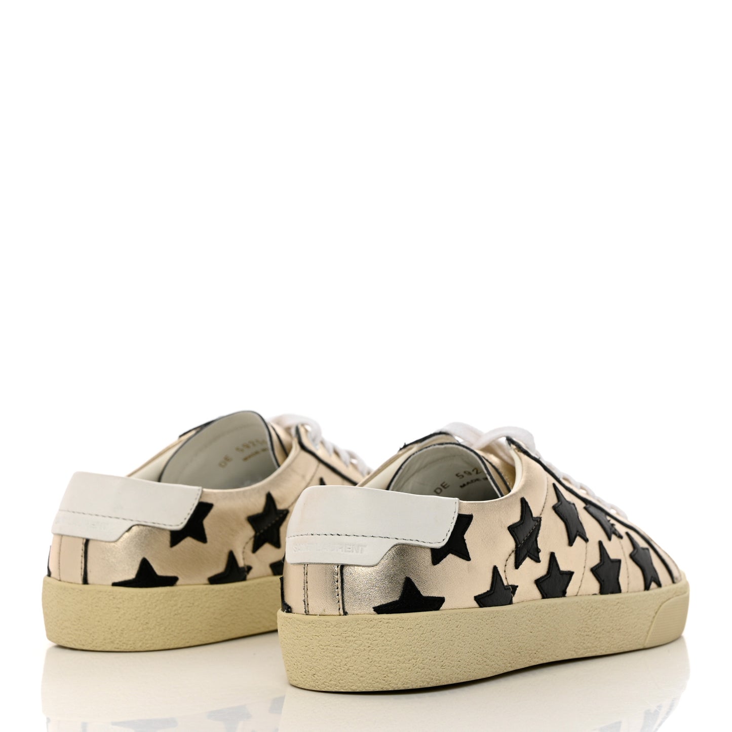 Calfskin Star Court Sneakers 40 Gold Black
