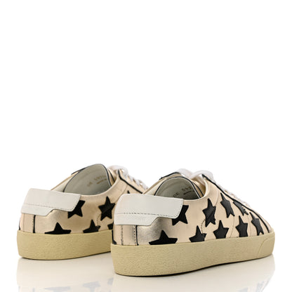 Saint Laurent Calfskin Star Court Sneakers 40 Gold Black 4 of 9
