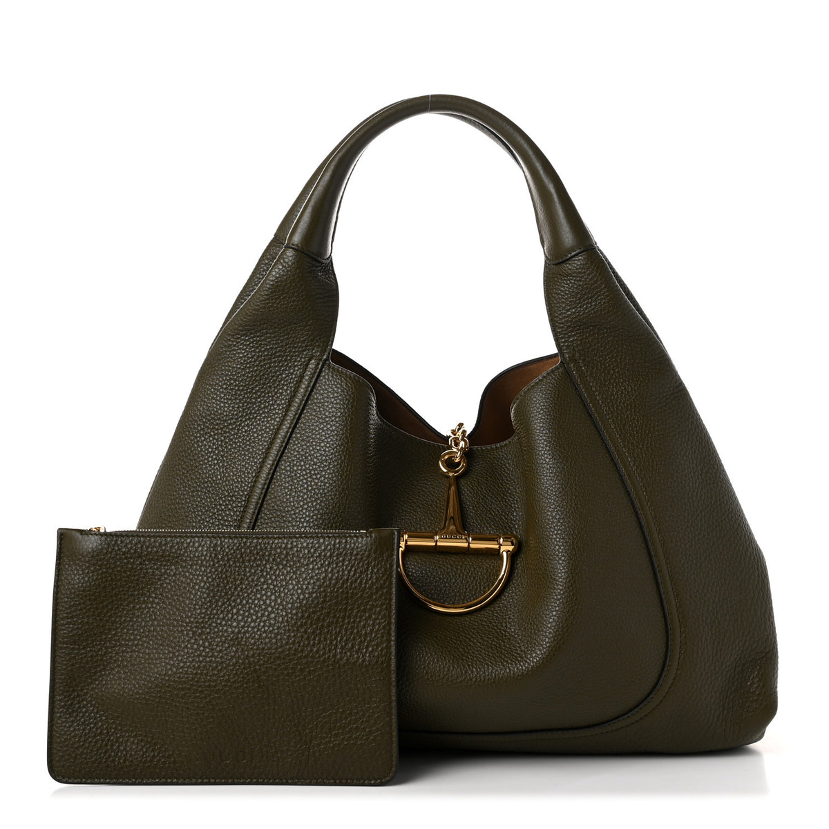 Grained Calfskin Softbit Maxi Shoulder Bag Forest Green
