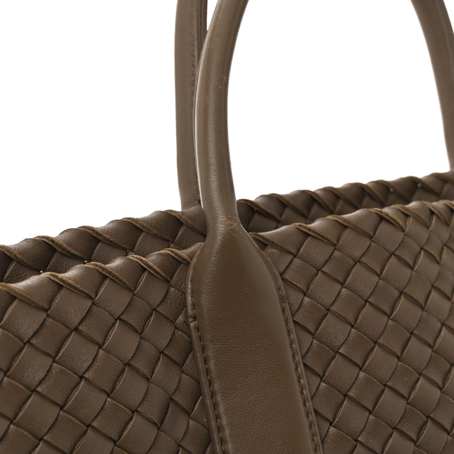 Bottega Veneta Lambskin Intreccio Small Cabat Taupe 1777811