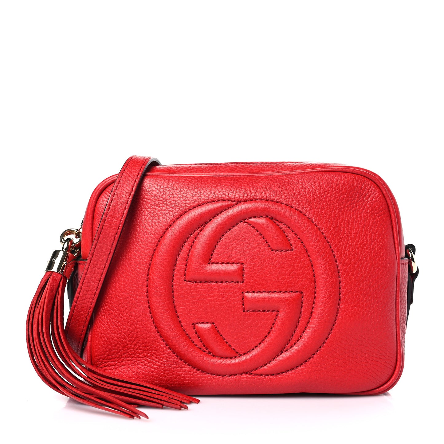 Pebbled Calfskin Small Soho Disco Bag Vibrant Red