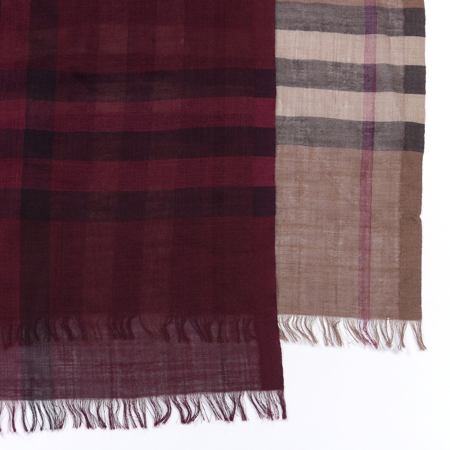 Wool Silk Gauze Ombre Giant Check Scarf Trench