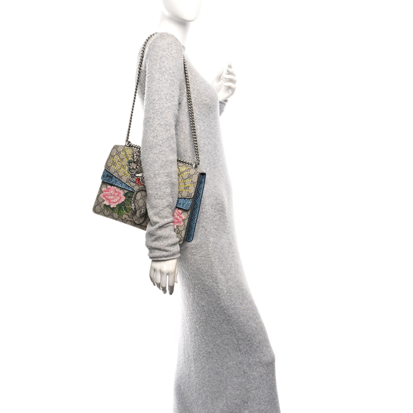 GG Supreme Monogram Python Embroidered Medium Dionysus Shoulder Bag