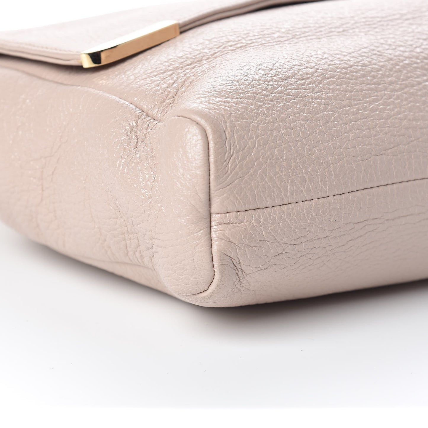 Glossy Grained Deerskin Ally Shoulder Bag Pink