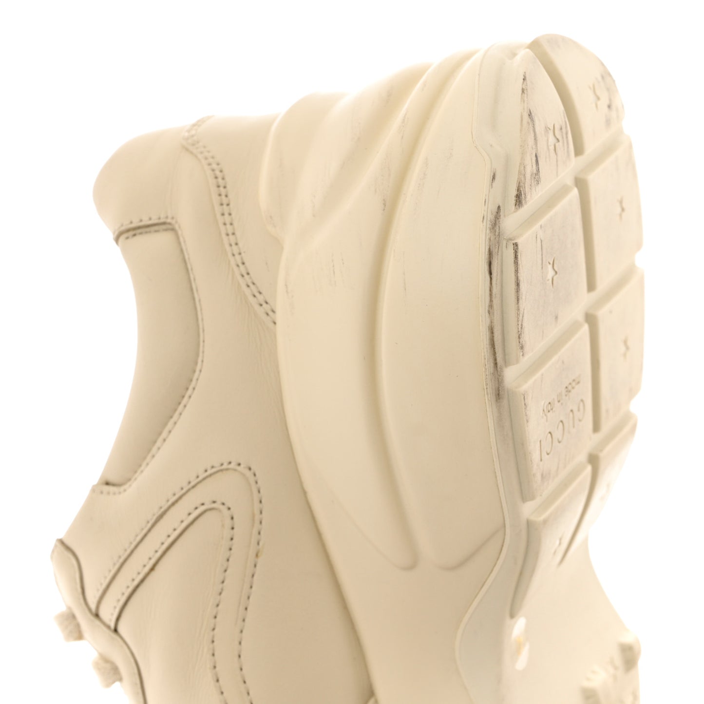 Calfskin Logo Womens Rhyton Sneakers 40 Ivory