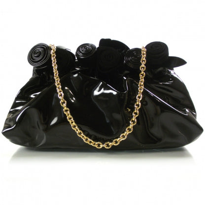 Valentino Garavani Patent Rosette Evening Clutch Black 1 of 7