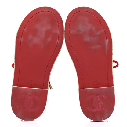 Chanel Suede Espadrille Sandals 38 Red 5 of 11