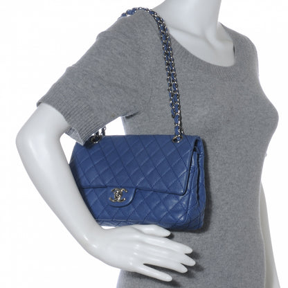 Chanel Washed Caviar Medium Double Flap Blue 2 of 8
