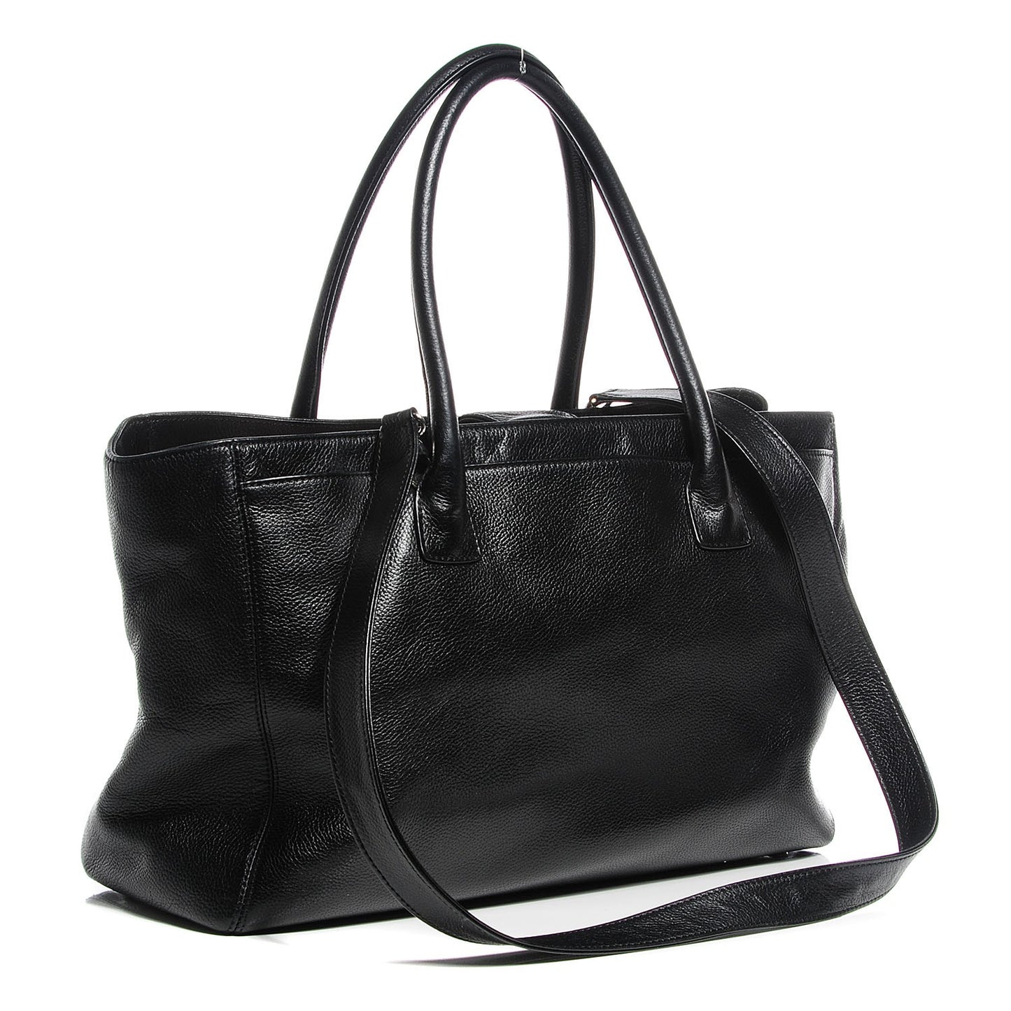 Calfskin Cerf Executive Shopper Tote Black