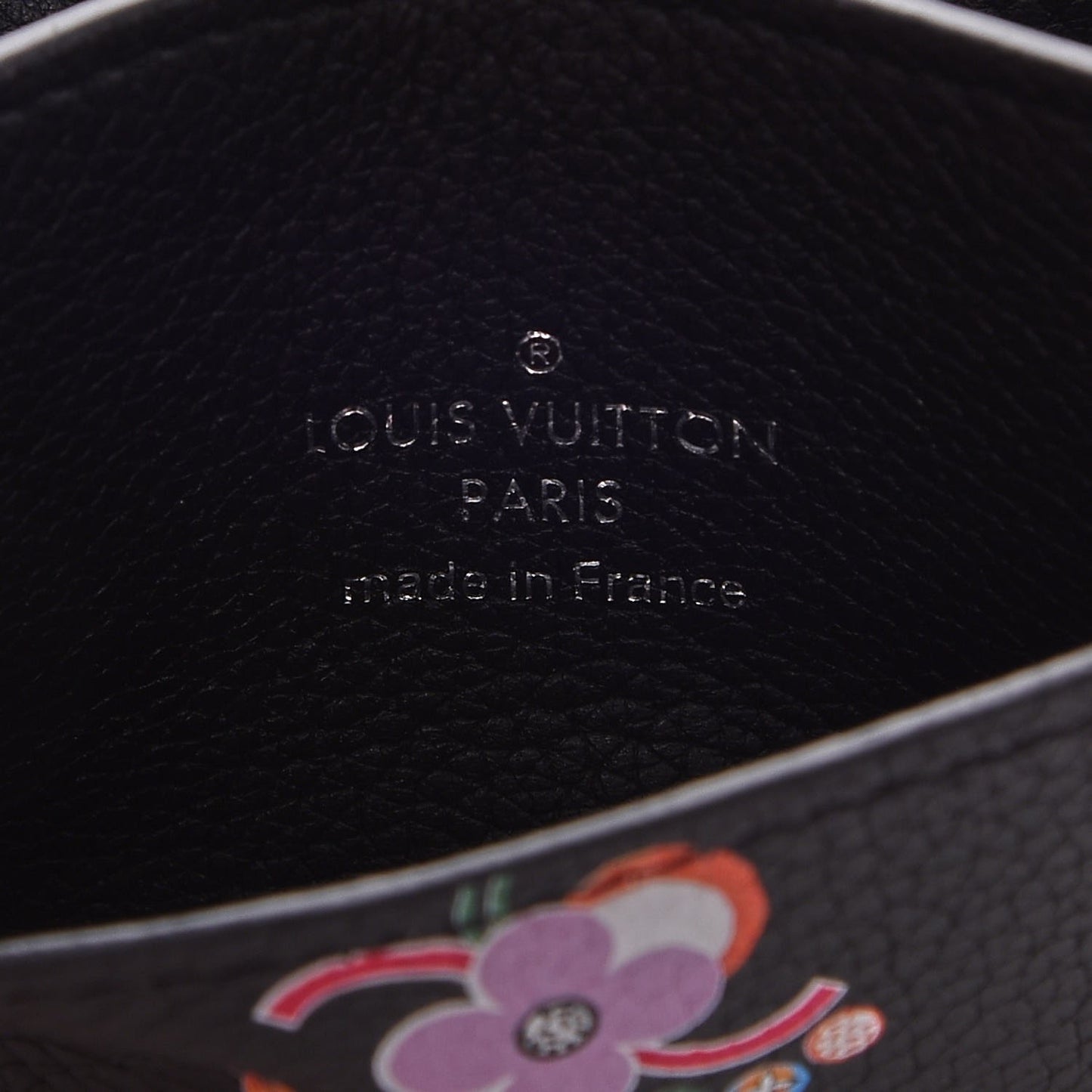 Calfskin LockMe II Floral Compact Wallet Black