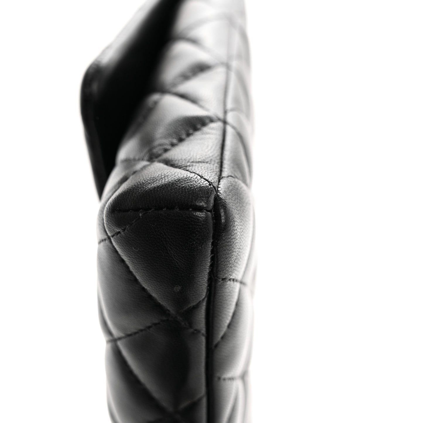 Lambskin Quilted Flap Clutch Black