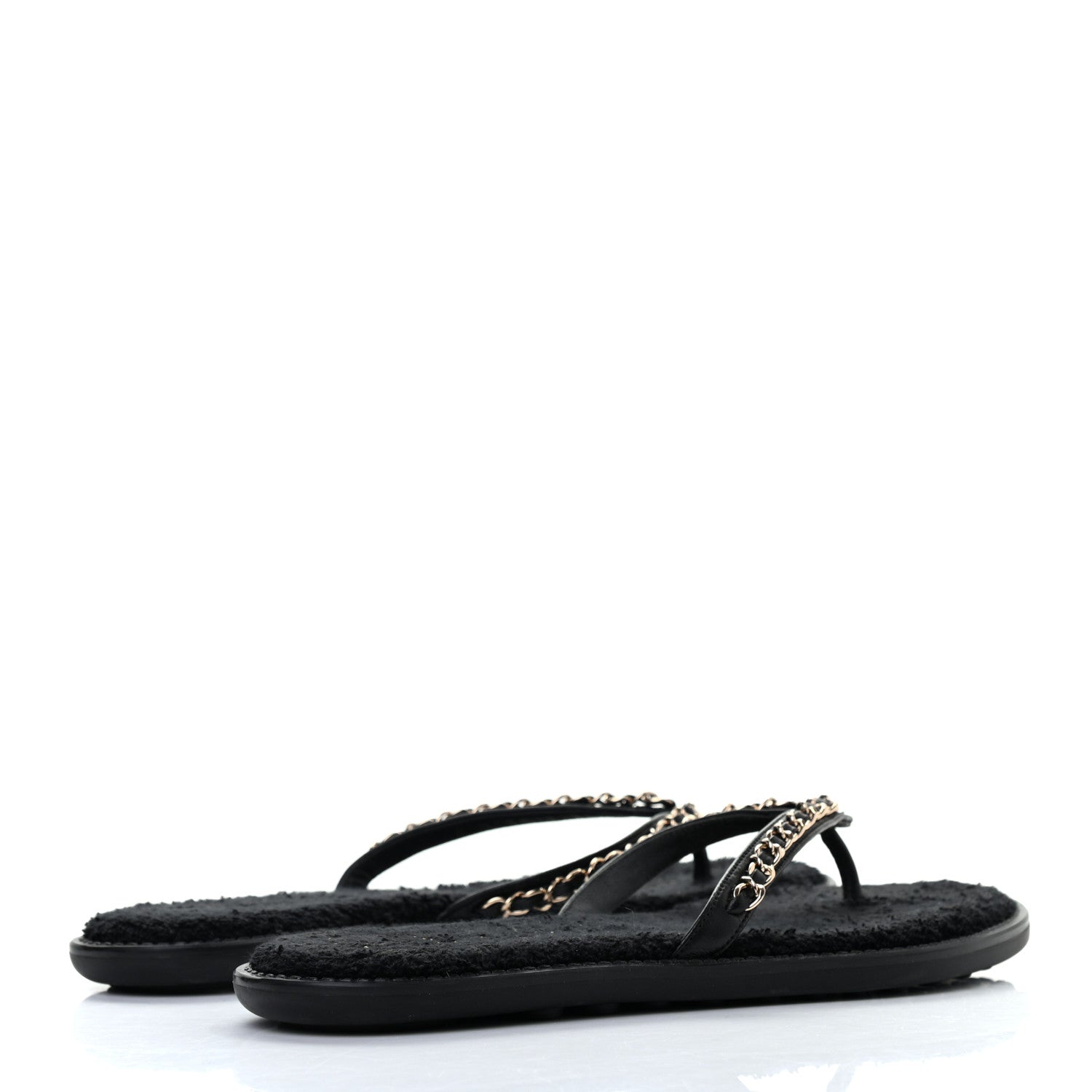Chanel Lambskin CC Chain Thong Sandals 38 Black 4 of 8