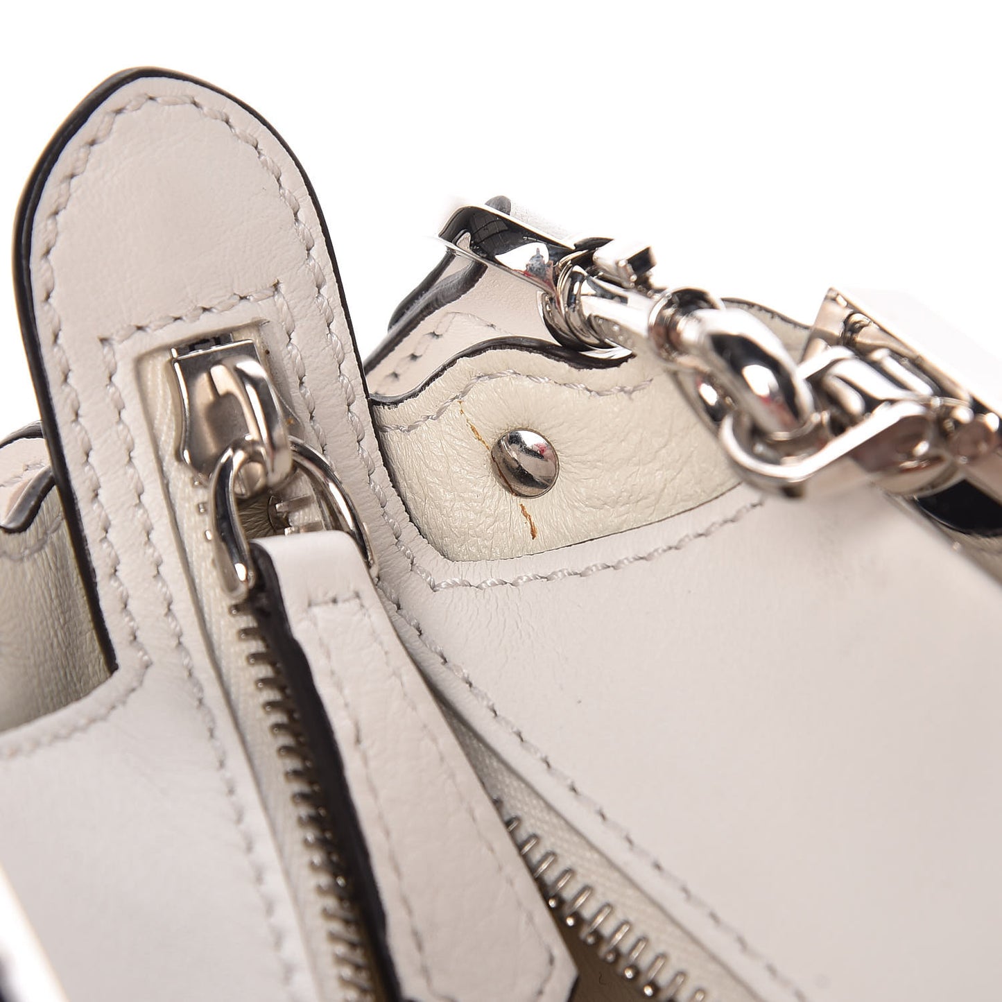 Vitello Dolce Scalloped Studded Mini 3Jours Tote White Ice Nuvola