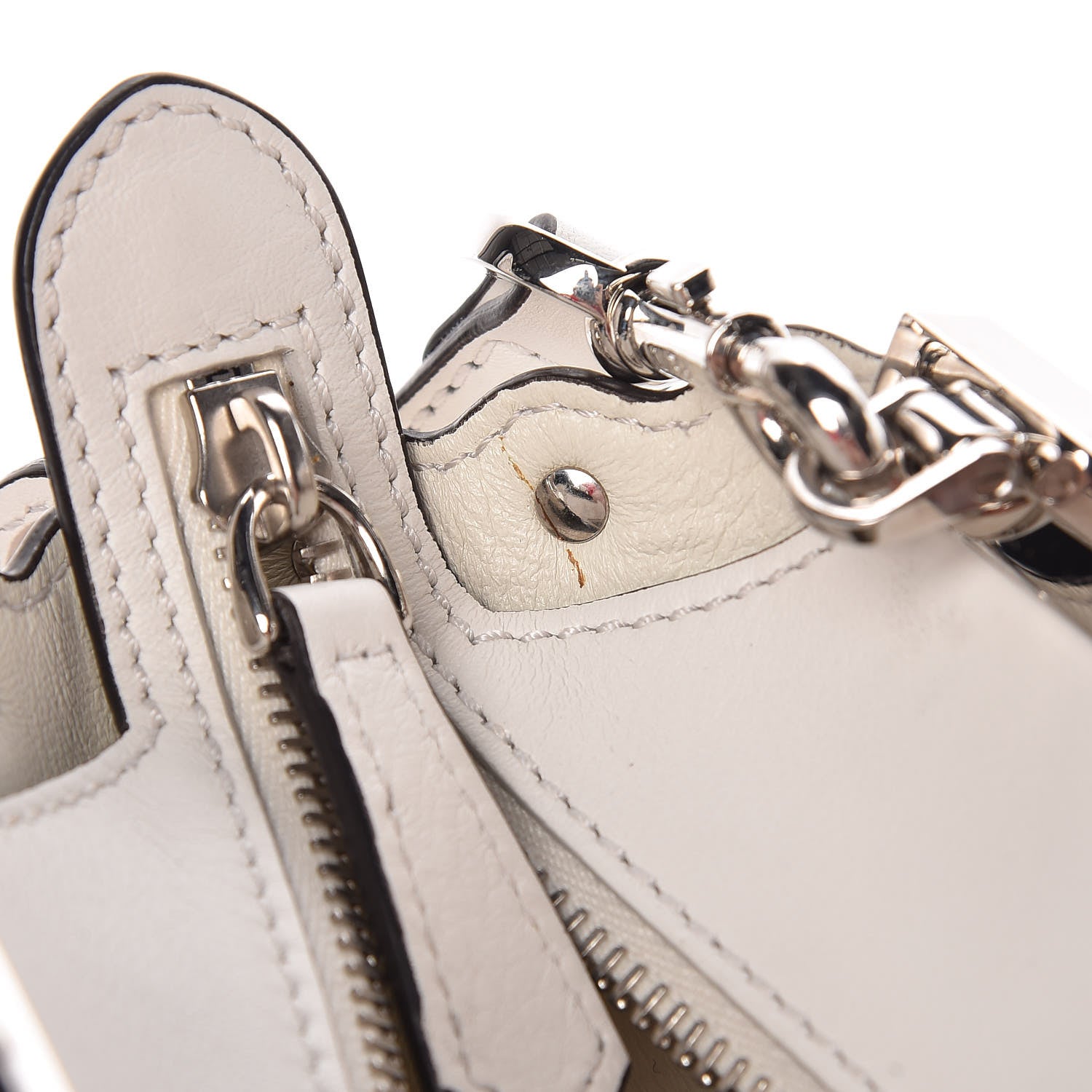 Fendi Vitello Dolce Scalloped Studded Mini 3Jours Tote White Ice Nuvola 9 of 13