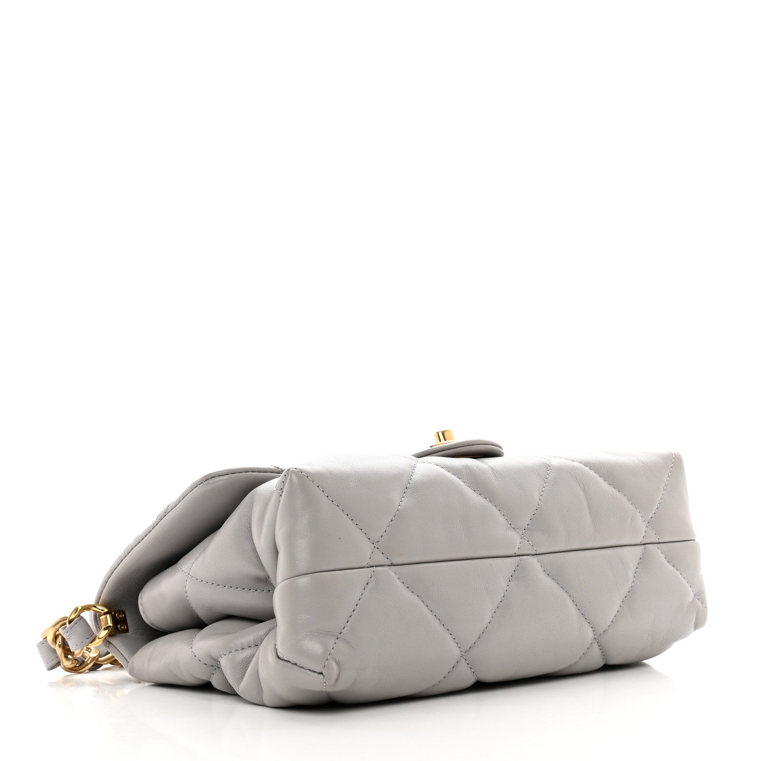 Chanel Lambskin Quilted Chain Top Handle Flap Light Grey 4 of 10