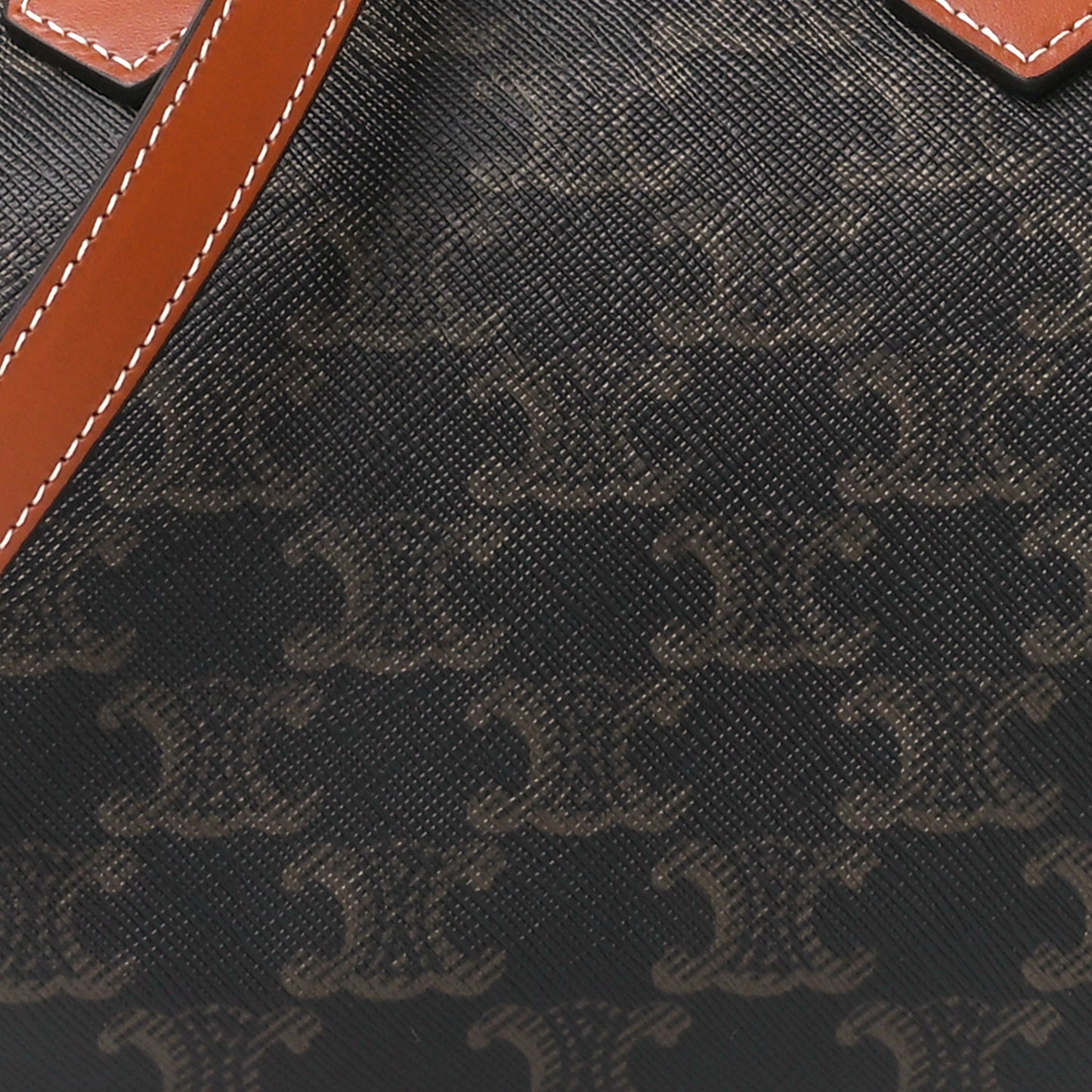 Triomphe Canvas Calfskin Small Boston Bag Tan