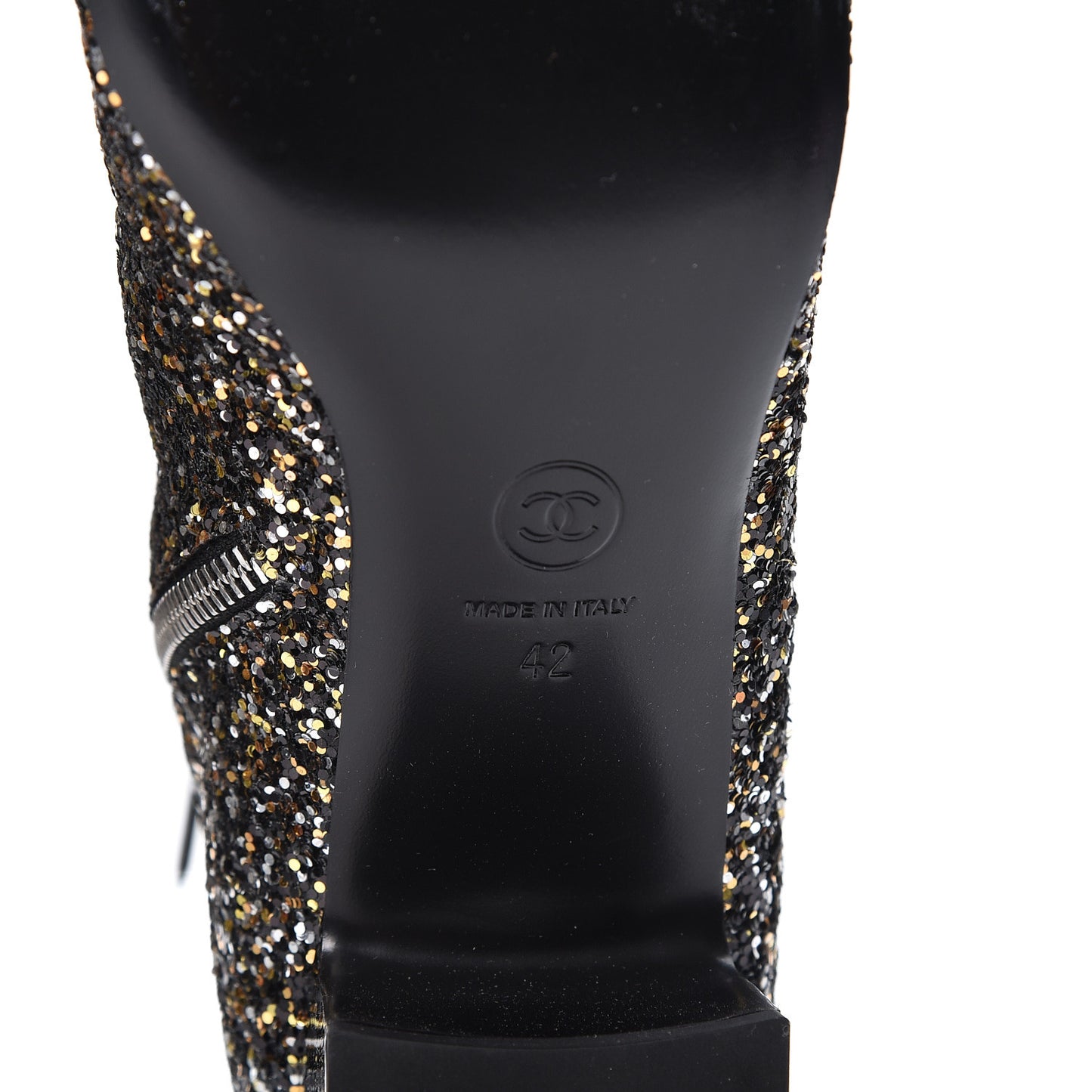 Glitter Patent Cap Toe Short Boots 42 Bronze Black