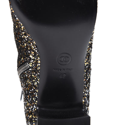 Chanel Glitter Patent Cap Toe Short Boots 42 Bronze Black 9 of 9