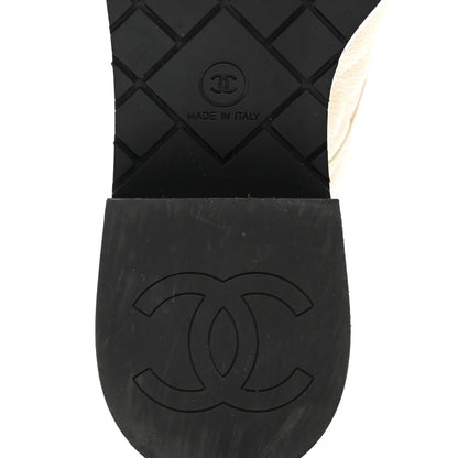 Chanel Pearly Calfskin Patent Calfskin Quilted Lace Up Boots 37.5 White Light Gray Black 8 of 12