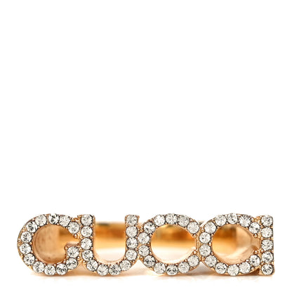 Gucci Brass Crystal Logo Letter Ring S Gold 1 of 6