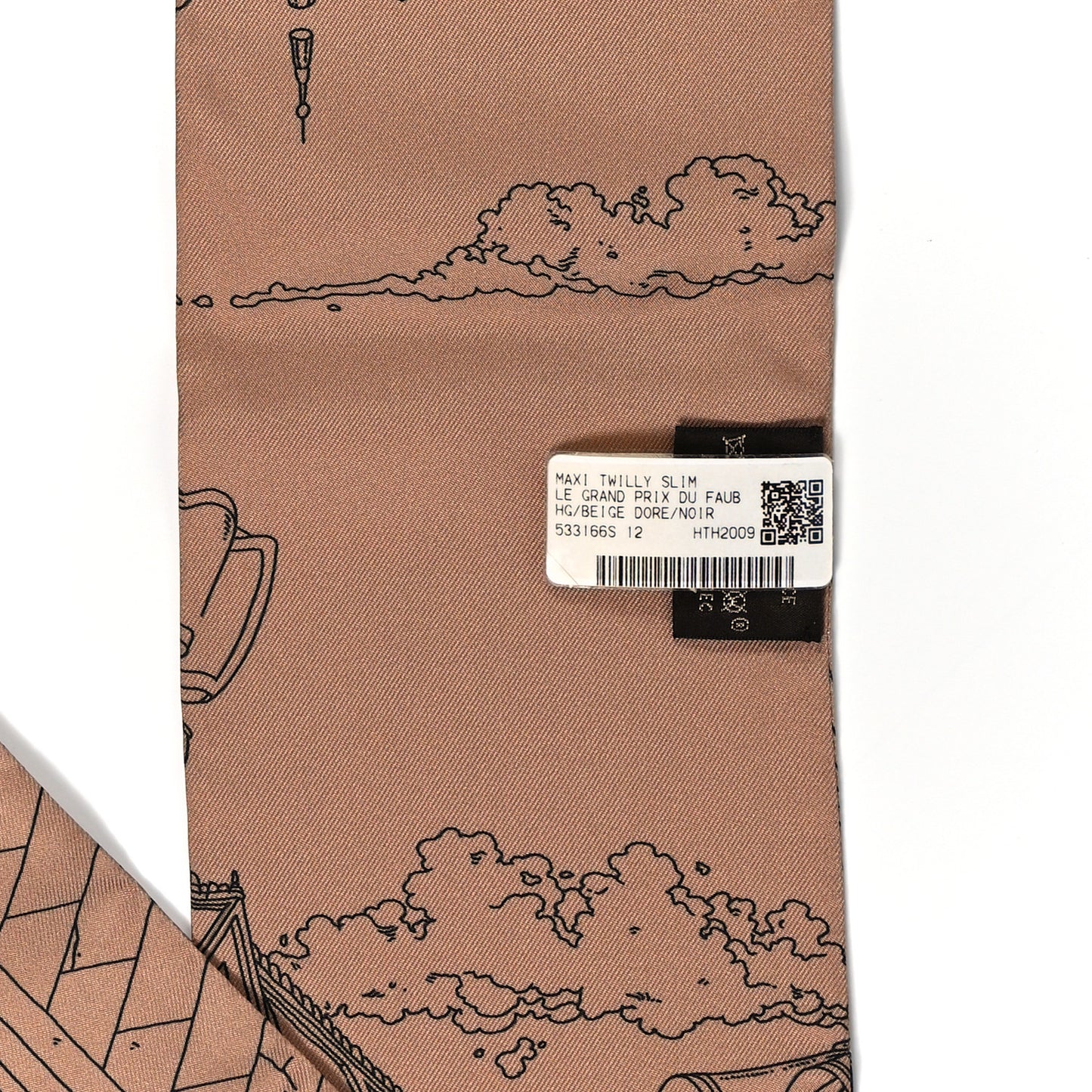 Silk Le Grand Prix du Faubourg Maxi Twilly Slim Beige Dore Black