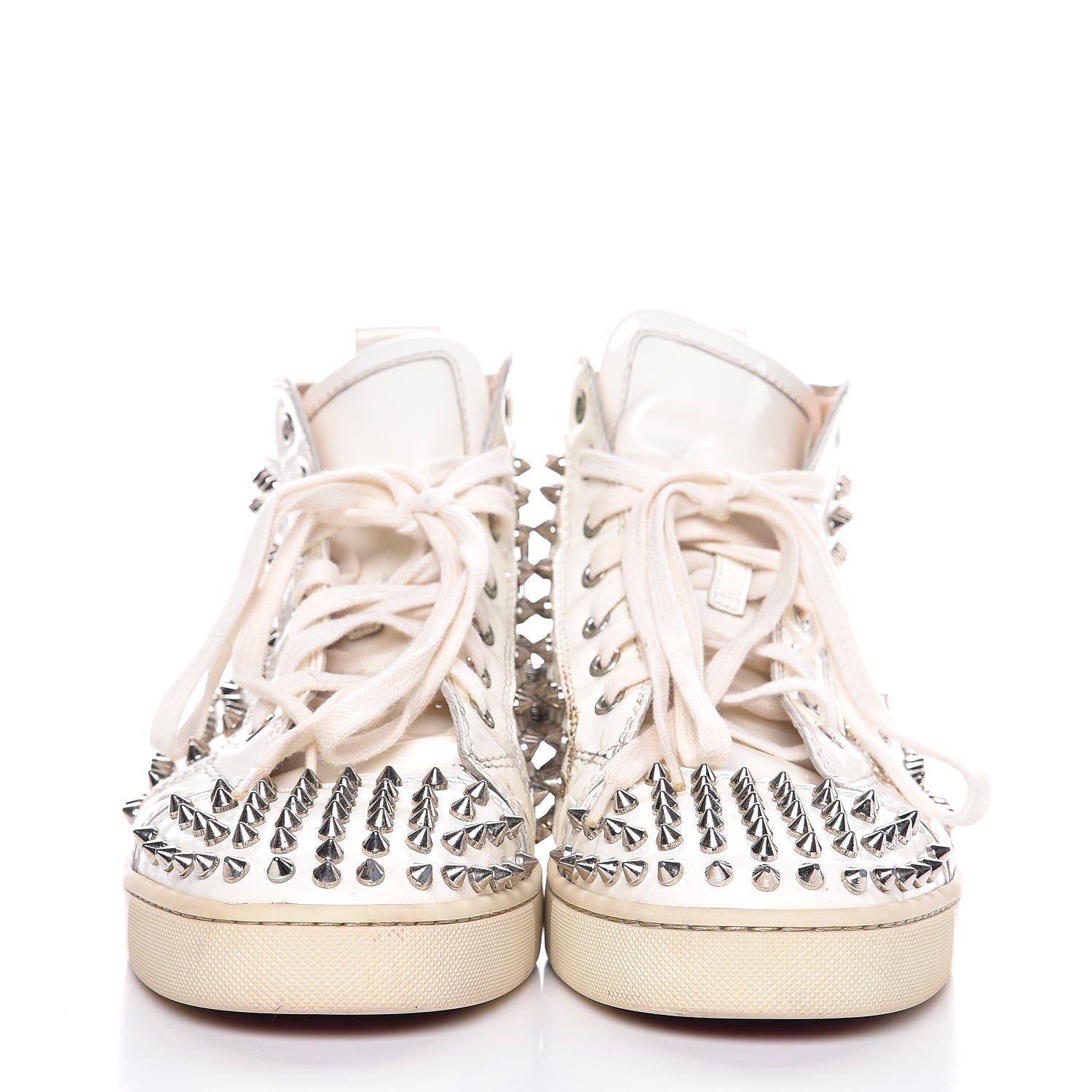 Christian Louboutin Patent Louis Spikes Flat Sneakers 44 White 2 of 16