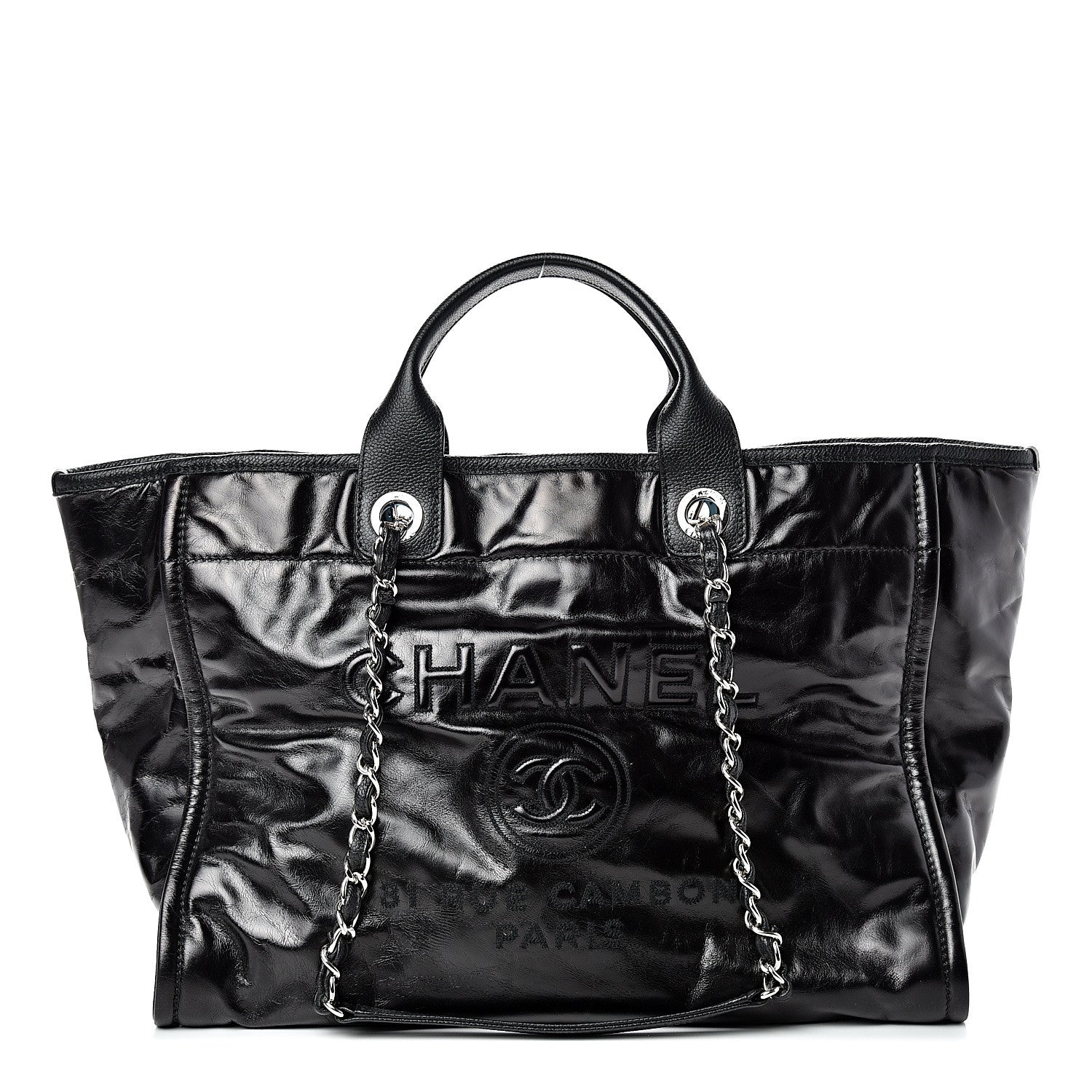 Chanel Glazed Calfskin Medium Deauville Tote Black 1 of 9