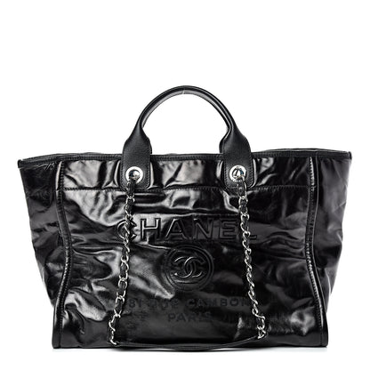 Chanel Glazed Calfskin Medium Deauville Tote Black 1 of 9