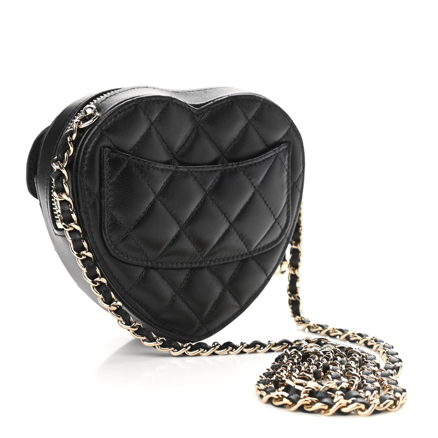 Lambskin Quilted CC In Love Heart Clutch With Chain Black