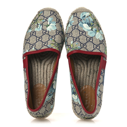 Gucci GG Supreme Monogram Blooms Espadrilles 37 Beige Blue Navy Hibiscus Red 2 of 15