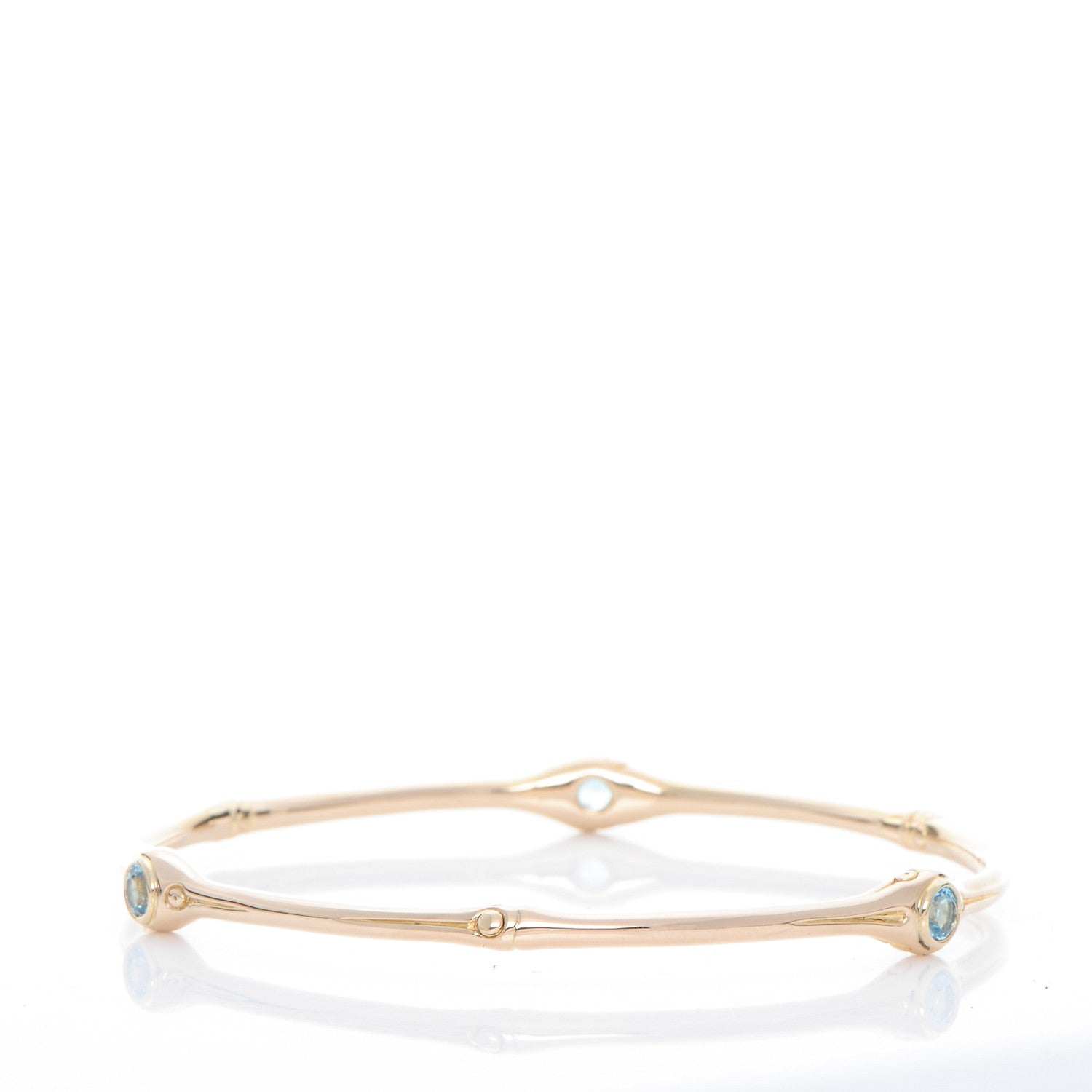 John Hardy 18K Yellow Gold Blue Topaz Slim Bamboo Batu Bangle 3 of 5