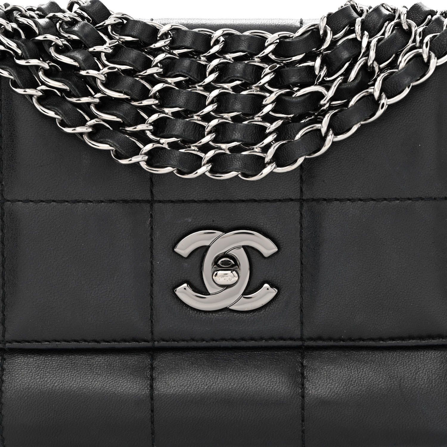 Chanel Lambskin Square Quilted 5 Chain Flap Black 8 of 11