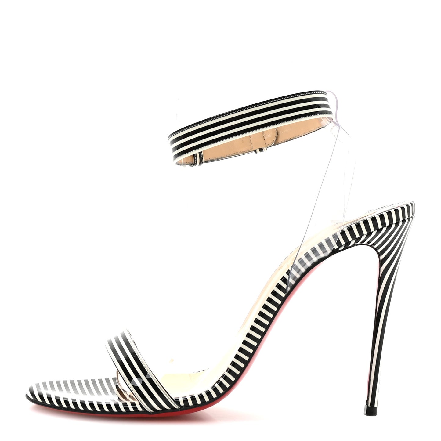 Patent PVC Striped Illusion Jonatina 100 Sandals 39 Black White